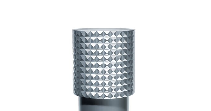 Metallic knurling volume controller nob in a transparent background