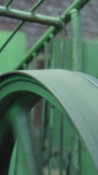 Fast Rotating Flywheel Transmitting Energy Through Worn Metal Structure With Blurred Spokes. Media