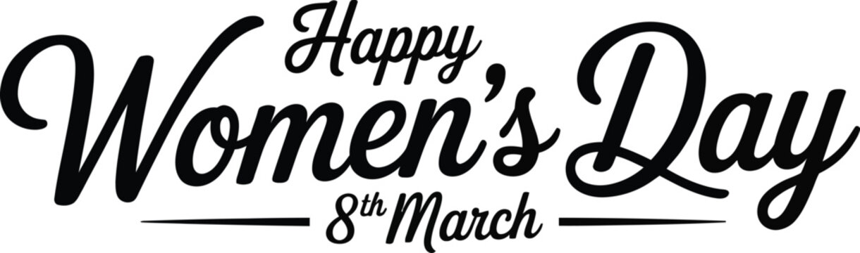 Happy Women's Day 8th March Black Text Keywords: women's day, happy women's day, 8th march, text