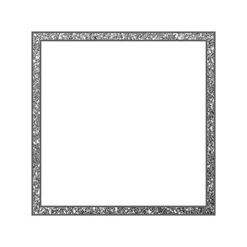 Silver Glitter Square Frame with Sparkling Border Isolated on Transparent Background
