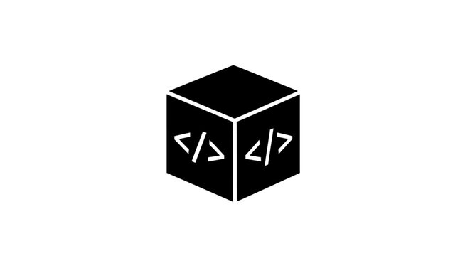 Code Symbol Cube Icon Graphic Element.