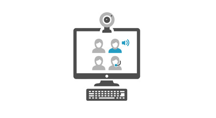 Computer Monitor Showing Video Conference Call.