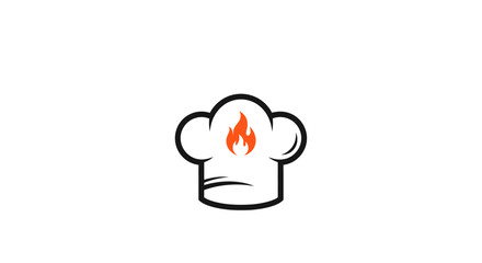 Obraz premium Chef Hat with Flame Icon Illustration.