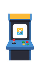 Classic Blue Yellow Retro Arcade Machine.