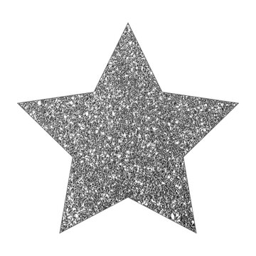 silver glitter star isolated on transparent background
