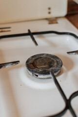Fototapeta premium Gas stove with black burner