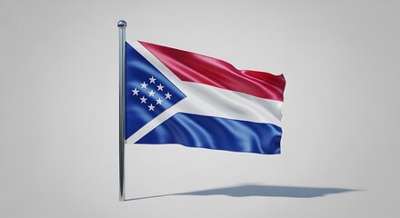 Naklejka premium Flag of puerto rico waving on a pole