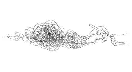 Unraveling Thoughts Continuous Line Drawing