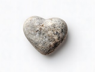 Fototapeta premium Rustic Heart Shaped Stone Upright on White Background , Minimal Romantic Symbol with Soft Studio Lighting, Natural Texture Detail, Isolated Love Concept