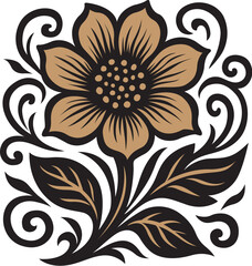 stylized black and white flower