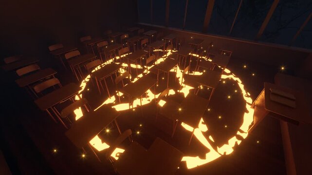 A pentagram sign appeared in a classroom to school.