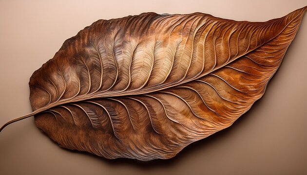 Stylized Fossil Leaf Illustration With Earthy Colors Symbolizing Darwin Day