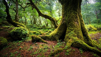 Obraz premium Mossy Tree In The Forest