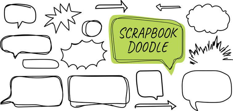 Scrapbook doodle speech bubbles and arrows