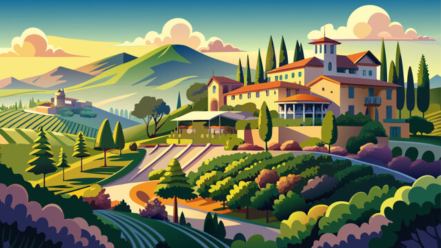 Very beautiful Auberge du Soleil in Rutherford features vineyard panoramas, Mediterranean inspired elegance, and refined Napa Valley luxury in California, USA.

