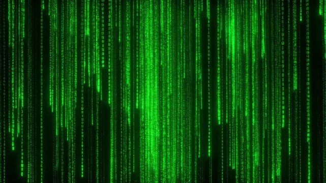 Falling green binary code digital rain