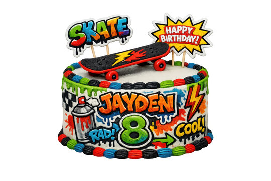 Jayden 8th birthday skate graffiti style cake