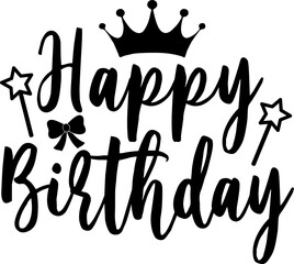 Happy Birthday typography design on plain white transparent isolated background for card, shirt, hoodie, sweatshirt, apparel, tag, mug, icon, poster or badge © AllYearRoundDesigns