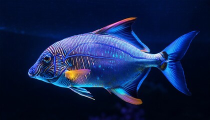 Fototapeta premium Underwater Glowing Fish With Striking Neon Patterns High Resolution Picture