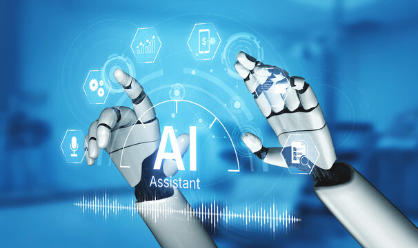 Digital AI assistant interface with task flow, voice, automation and analytics shown in intelligent system overview. Corpus
