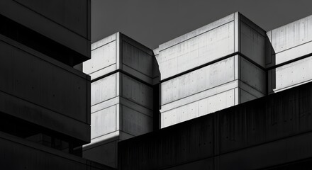 Abstract Brutalist Architecture in Black and White