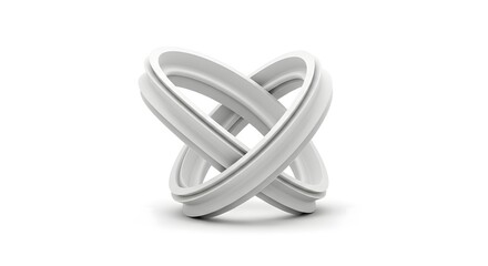 Abstract White Interlocked Rings Sculpture