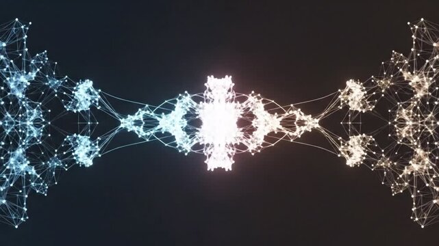 Quantum Entanglement Particles Connecting Abstract Visualization.