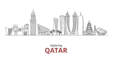 Fototapeta premium Panoramic cityscape of Qatar's modern architecture and landmarks, captured from a high vantage point