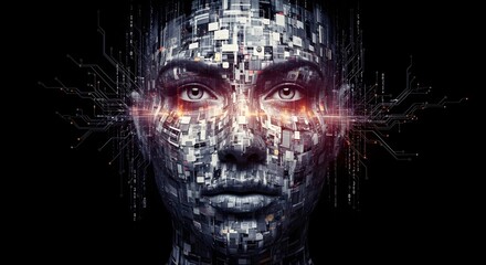 AI Humanoid Face with Circuitry