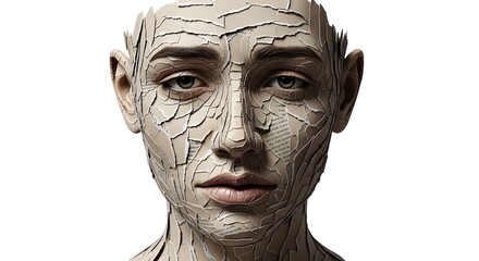 Fragmented Face Art with Paper Pieces