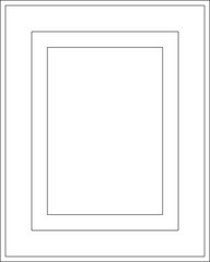 Fototapeta premium A clean, minimalist architectural CAD block of a rectangular picture or mirror frame in front elevation. Featuring a simple double-border profile, this versatile asset is designed for custom interior 