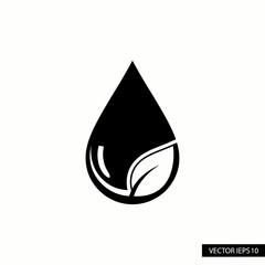 Fototapeta premium A unique and symbolic black water drop combined with a leaf element, conveying the themes of environmental protection and sustainability.