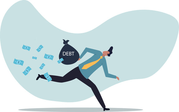 Debt burden, financial obligation or loan payment, heavy load of money failure,human life and situation.