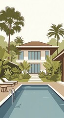 Fototapeta premium Luxury tropical resort with swimming pool.