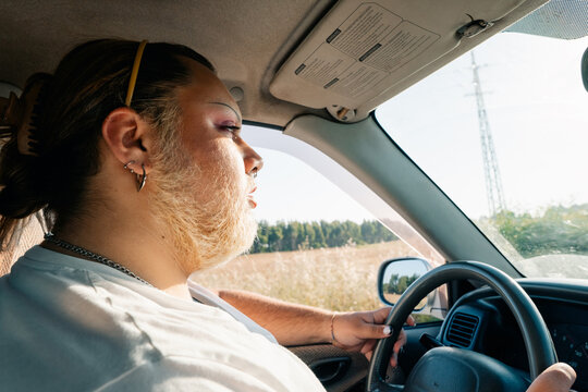 Driving Through a Serene Landscape on a Sunny Day