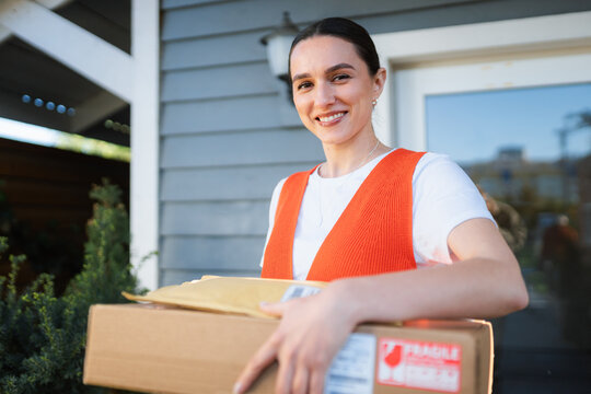 Portrait of a woman with parcels
