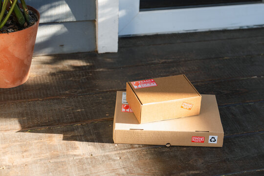 Parcels on the house porch