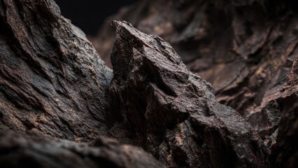 Rough Textured Rock Formation in Dark Brown