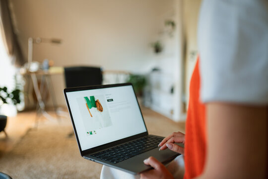 Online shopping on a laptop