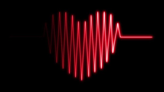 Animated continuous single line drawing of infinity symbol with word LOVE and heart shape, eternal love line art animation, Electrocardiogram with moving and self-drawing black background. 4k video