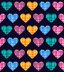 Bright Colorful Plaid Hearts Seamless Repeat