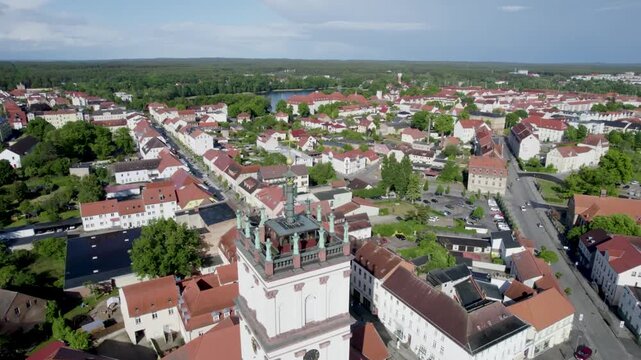 Aerial Drone View of Modern City Skyline and Urban Landscape