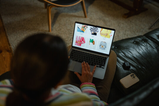 Online shopping on a laptop