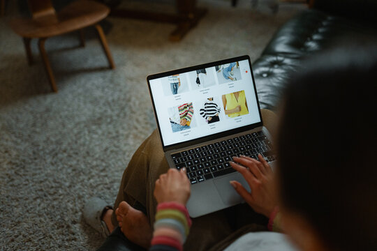 Online shopping on a laptop