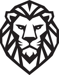 stylized black and white geometric lion logo