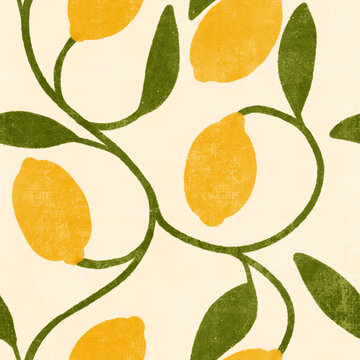Winding lemon fruit pattern