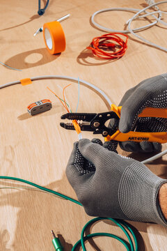 Qualified electrician connecting wiring