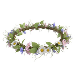 Floral wreath with daisies and bluebells