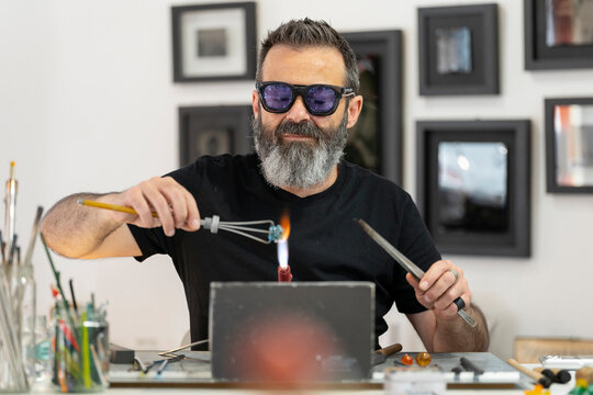 Jeweler working on his workshop