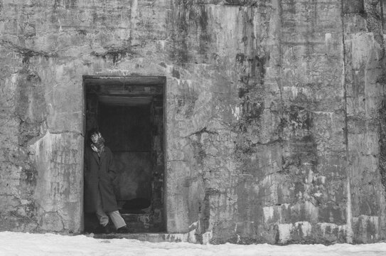 Lonely woman in the winter